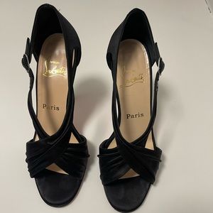 Christian Louboutin black satin sandals, size 37.5